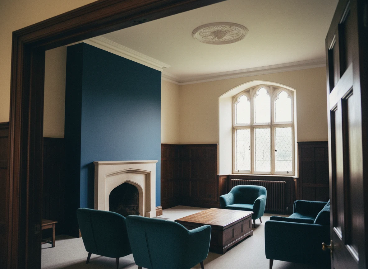 Feature wall painting in Oxford by Radcliffe Decorators, chimney breast and alcove treatments